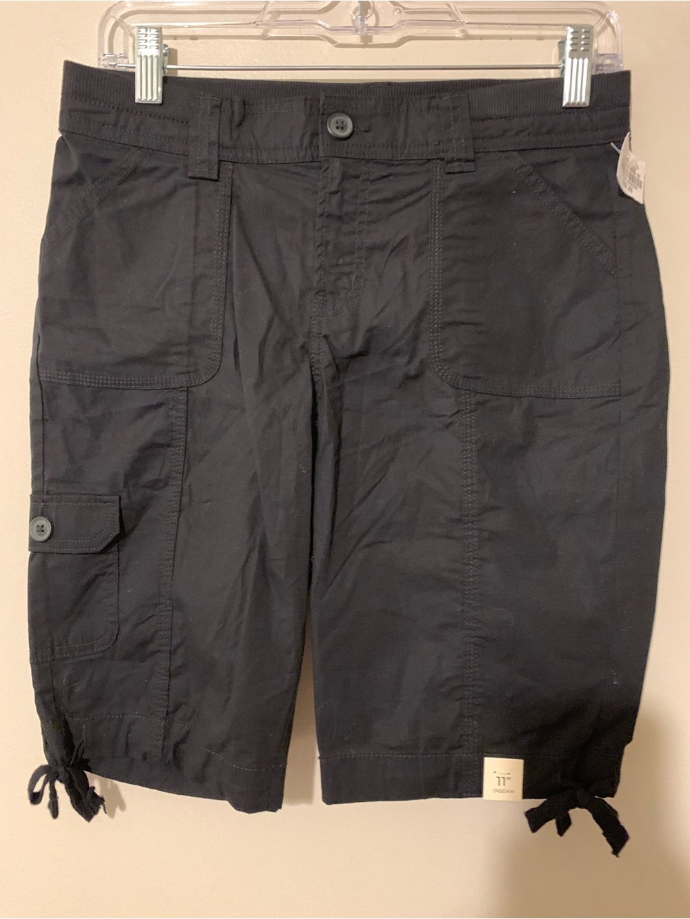 St. John's Bay Black Cargo Drawstring Hem Shorts